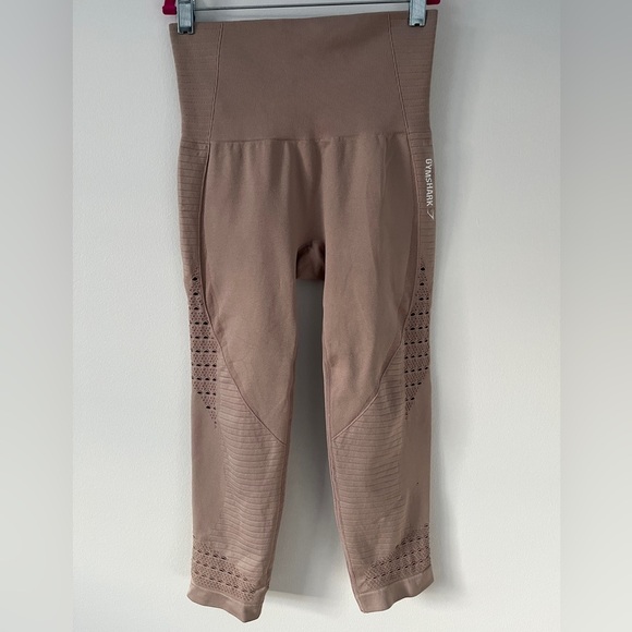 GYMSHARK Taupe Energy Seamless 19” Crop Pants Leggings Excellent Sz S *E13 - Picture 2 of 5